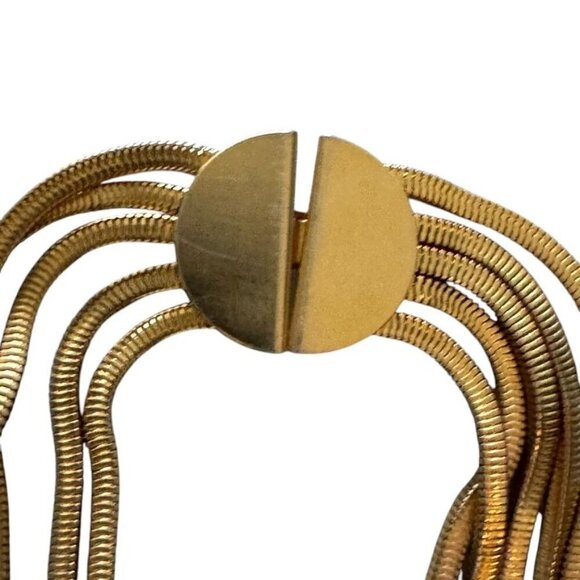 Ingrid Cusson gold snake chain 5 strand multi layer long necklace 35" vintage - Picture 8 of 10